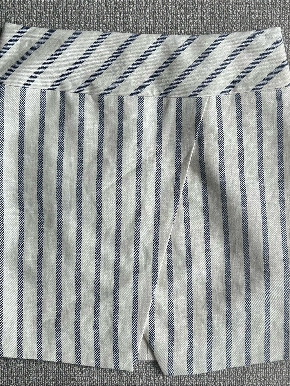 J.Crew Linen Stripe A-Line Skirt Navy and White Size 2